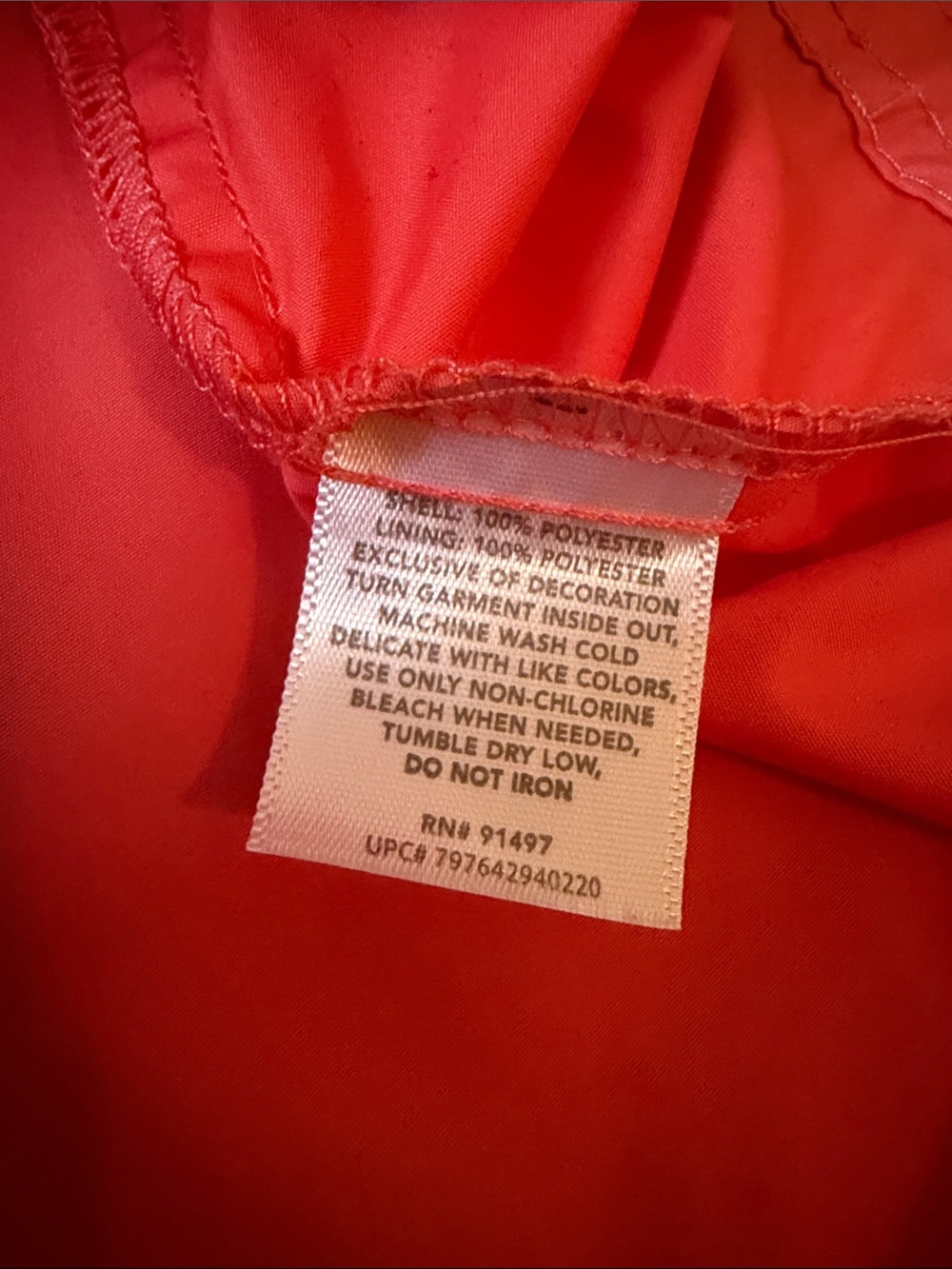 Lauren James Coral and Peach Colorblock Oversized Anorak / Windbreaker Pullover - Picture 6 of 6